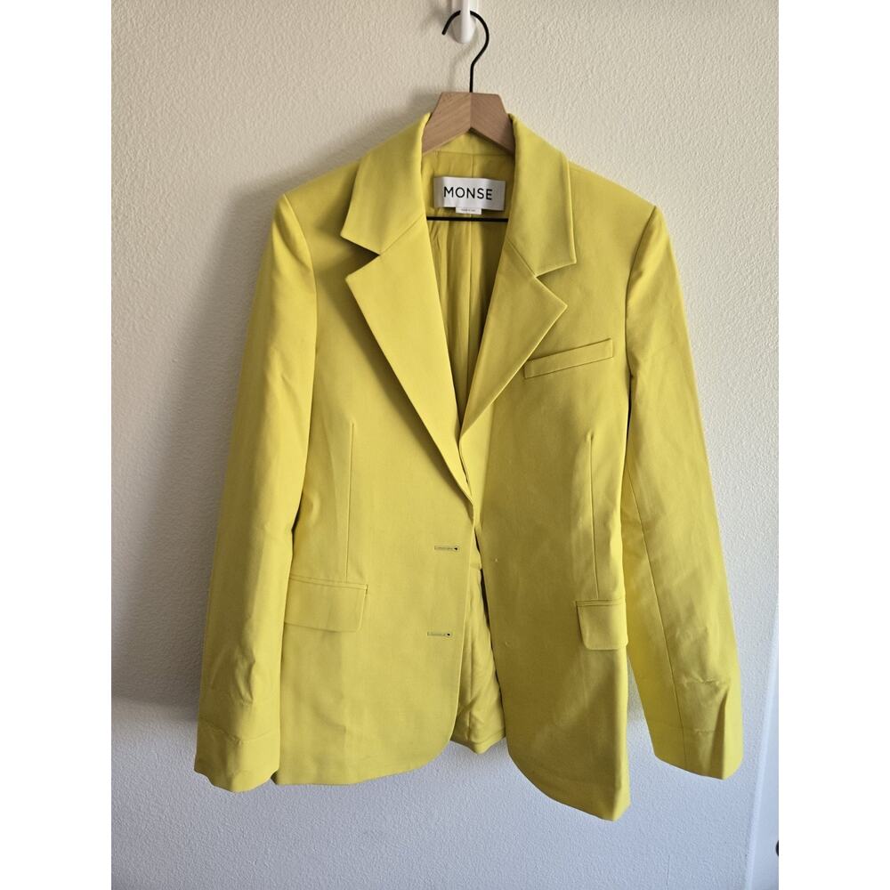 Monse Womens Oversized Wool Blazer Coat Jacket Lemon Yellow Sz 8 Business Event - Picture 3 of 13